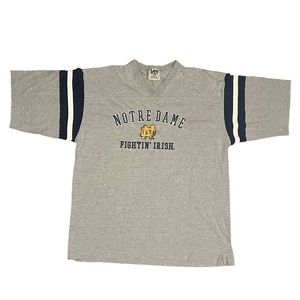 Vintage Embroided Notre Dame shirt, heavy cotton, Size XL, V-neck